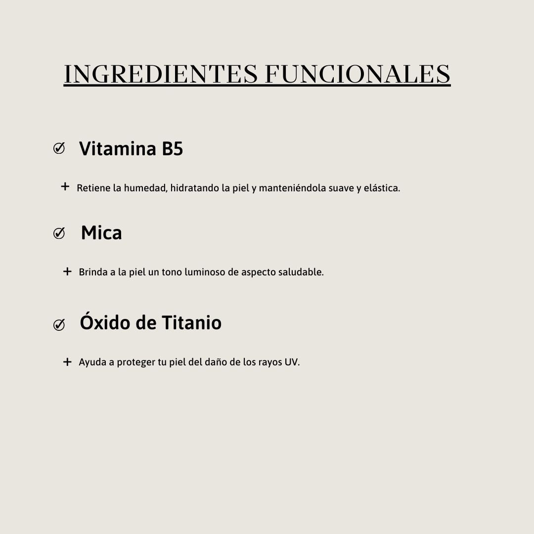 Iluminador Líquido Cruelty Free con Vitamina B5, Óxido de Titanio y Mica